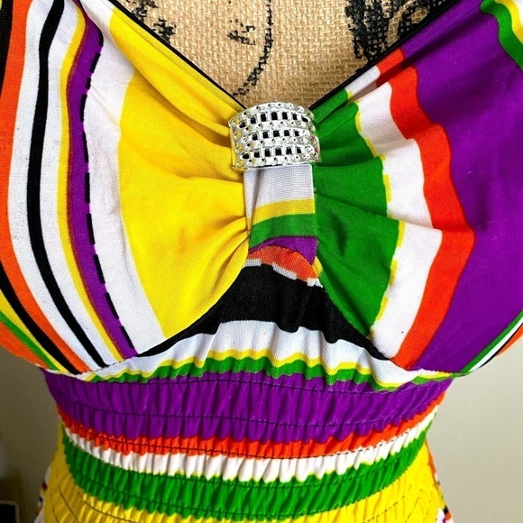 GENTLY used multi color sun dress size L - Picture 2 of 5